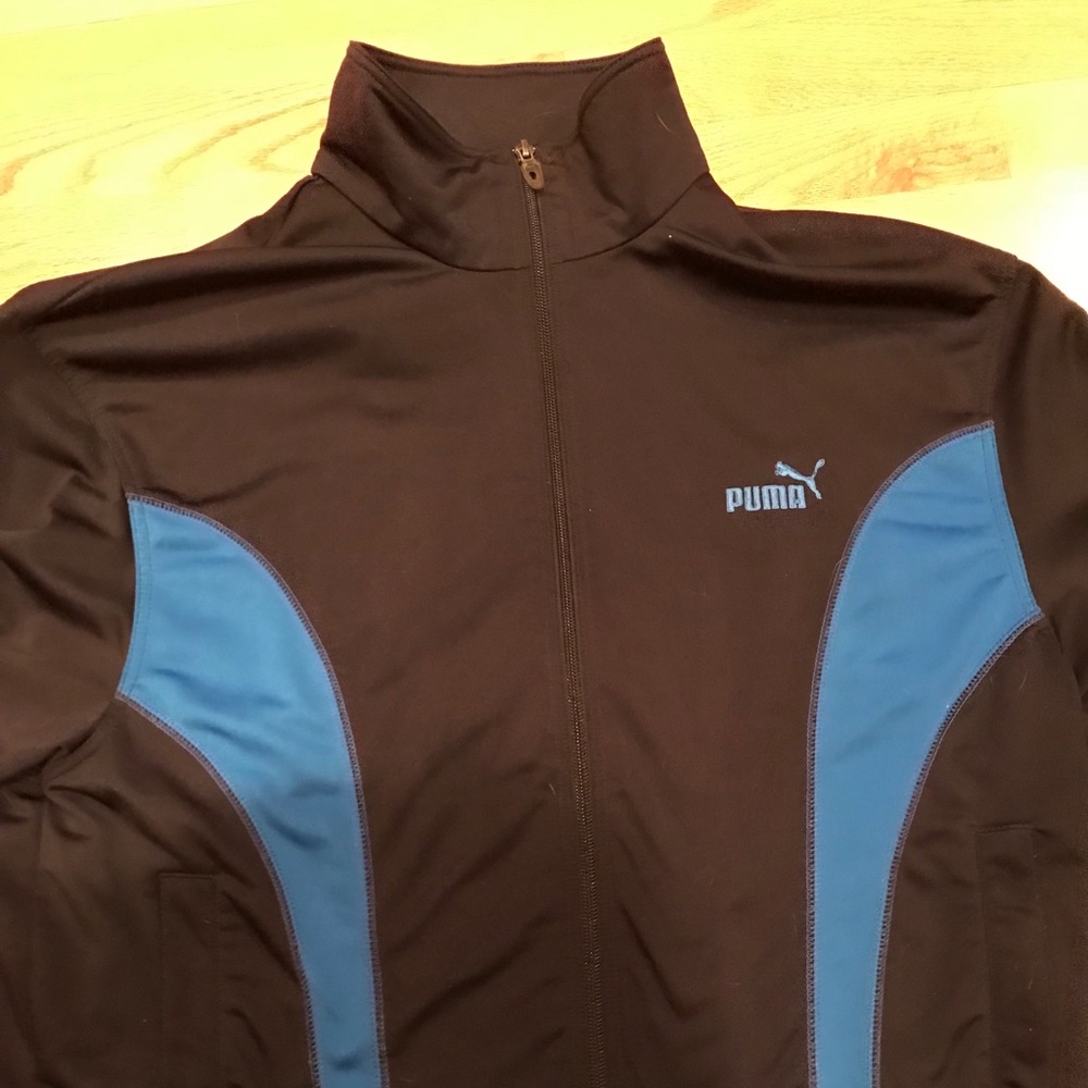 Vintage Puma Black & Light Blue Jacket Size Medium